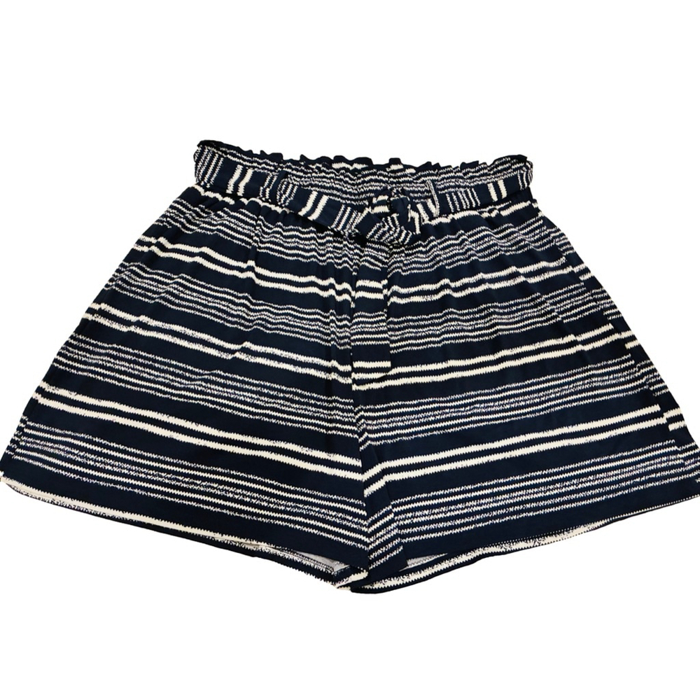 Women's LuLaRoe ELLA PAPER BAG SHORTS Shorts 2XL Navy White Striped